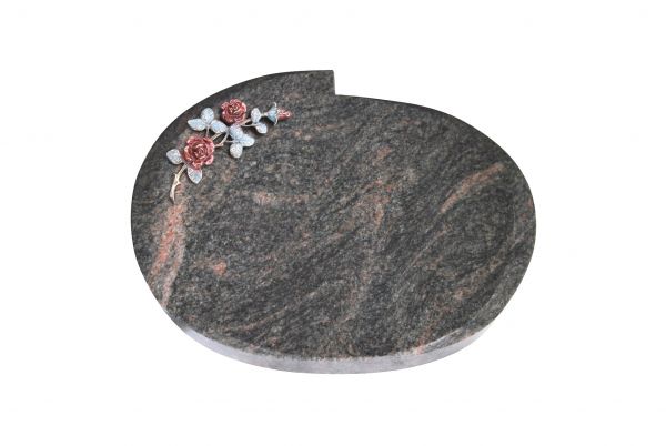 Liegestein Mozart, Himalaya Granit, 50cm x 40cm x 10cm, inkl. farbiger Rose