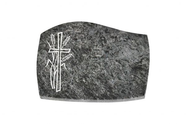 Liegeplatte, Orion Granit mit Fasen 40cm x 30cm x 3cm, inkl. Kreuz und Ähren