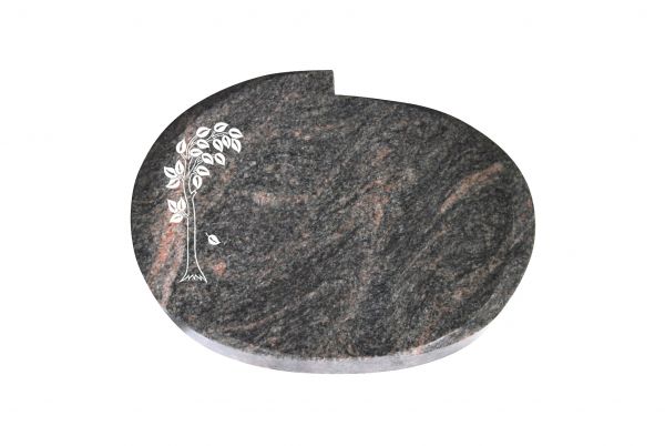 Liegestein Mozart, Himalaya Granit, 50cm x 40cm x 10cm, inkl. Baum mit Blättern