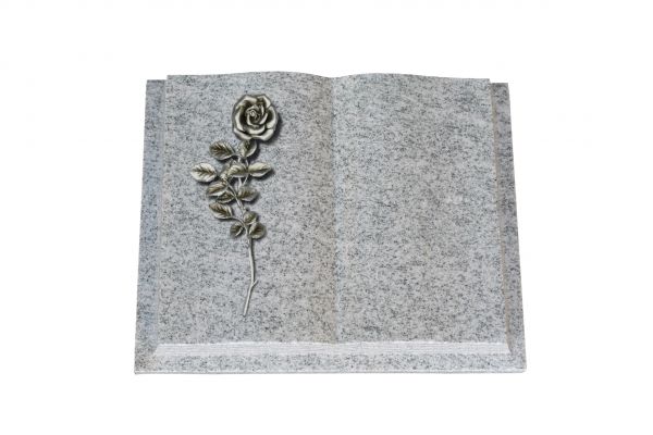 Grabbuch, Viscount White Granit, 40cm x 30cm x 8cm, inkl. Alurose mit Blättern
