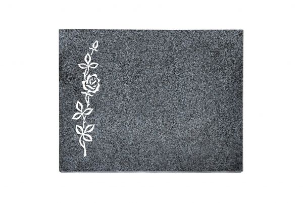 Liegeplatte, Padang Dark Granit rechteckig 40cm x 30cm x 3cm, inkl. schmaler Rose