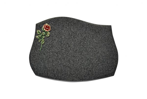 Liegestein Verdi, Padang Dark Granit, 40cm x 30cm x 8cm, inkl. roter Rose