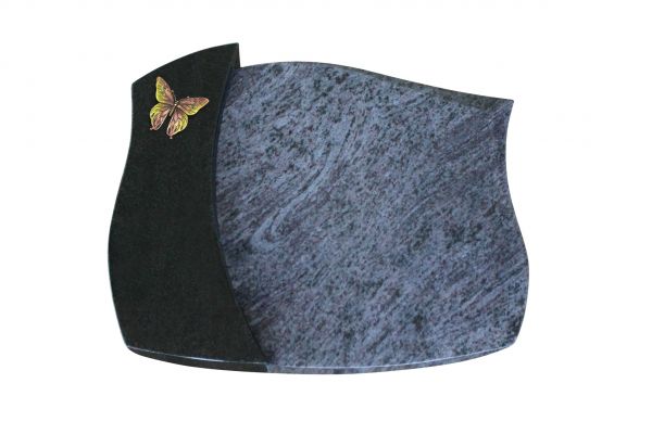 Liegestein, Orion und Indien Black Granit 50cm x 40cm x 10/12cm, inkl. getönten Schmetterling