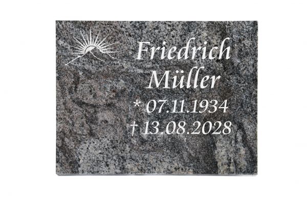 Liegeplatte, Paradiso Granit rechteckig 40cm x 30cm x 3cm, inkl. Sonnenuntergang
