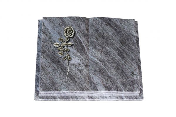 Grabbuch, Orion Granit, 45cm x 35cm x 8cm, inkl. Alurose mit Blättern