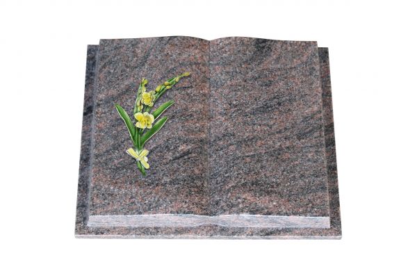 Grabbuch, Himalaya Granit, 50cm x 40cm x 10cm, inkl. Orchidee aus Alu