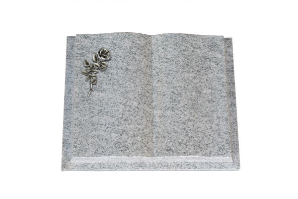 Grabbuch, Viscount White Granit, 45cm x 35cm x 8cm, inkl. kleiner Alurose mit Blüte