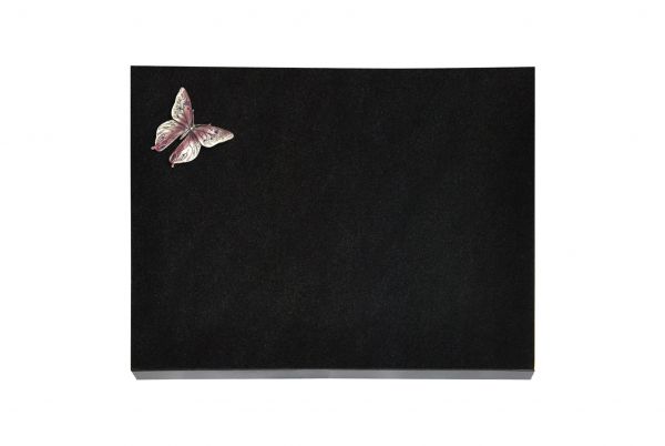 Liegeplatte, Black Granit rechteckig 40cm x 30cm x 3cm, inkl. kleinem Schmetterling