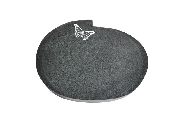 Liegestein Mozart, Padang Dark Granit, 50cm x 40cm x 10cm, inkl. Schmetterling