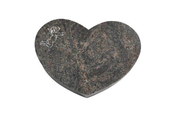 Liegestein Herz, Himalaya Granit, 50cm x 40cm x 10cm, inkl. Engel