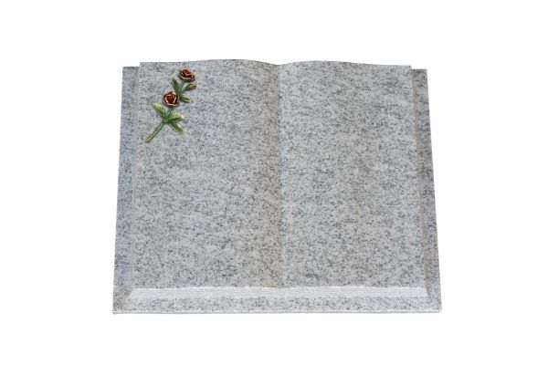 Grabbuch, Viscount White Granit, 60cm x 45cm x 10cm, inkl. farbiger Doppelrose