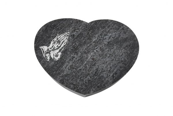 Liegestein Herz, Orion Granit, 50cm x 40cm x 10cm, inkl. betender Hand