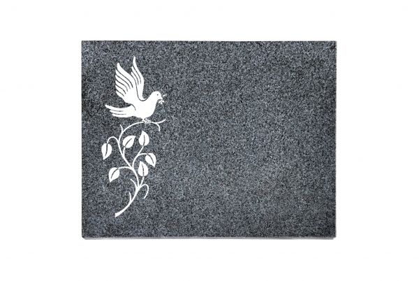 Liegeplatte, Padang Dark Granit rechteckig 40cm x 30cm x 3cm, inkl. Vogel auf Ast