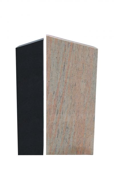 Einzelgrabstein, Indien Black und Raw Silk Granit 100cm x 60cm x 14cm