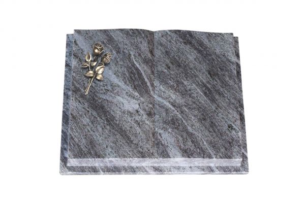 Grabbuch, Orion Granit, 45cm x 35cm x 8cm, inkl. kleiner Bronzerose