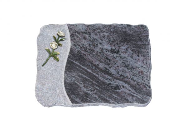 Liegeplatte, Orion Granit 40cm x 30cm x 4cm, inkl. weißer Doppelrose