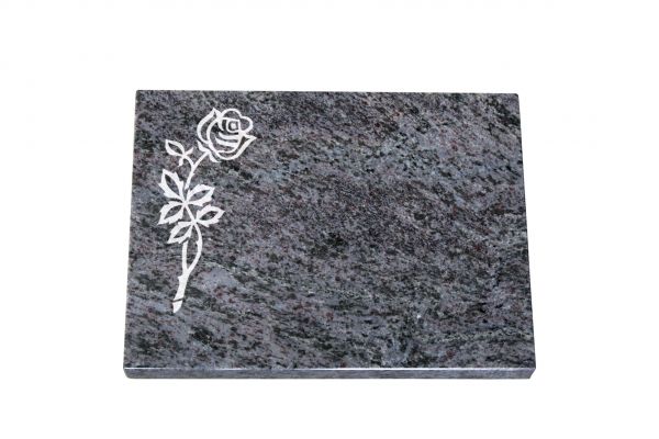Liegeplatte, Orion Granit rechteckig 40cm x 30cm x 3cm, inkl. Rose