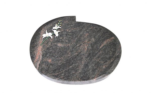 Liegestein Mozart, Himalaya Granit, 50cm x 40cm x 10cm, inkl. Lilie