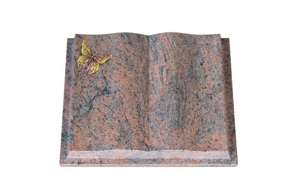Grabbuch, Multicolor Granit, 40cm x 30cm x 8cm, inkl. Bronze Schmetterling
