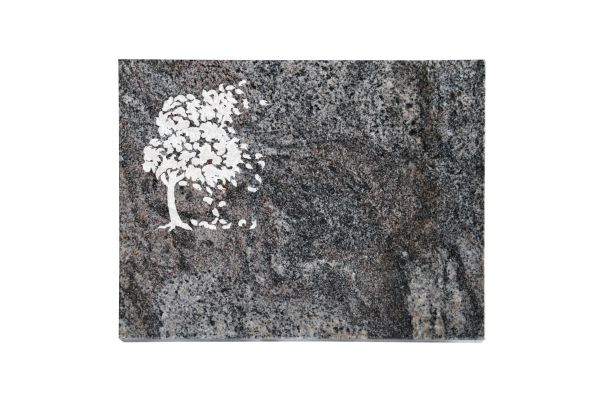 Liegeplatte, Paradiso Granit rechteckig 40cm x 30cm x 3cm, inkl. Baum