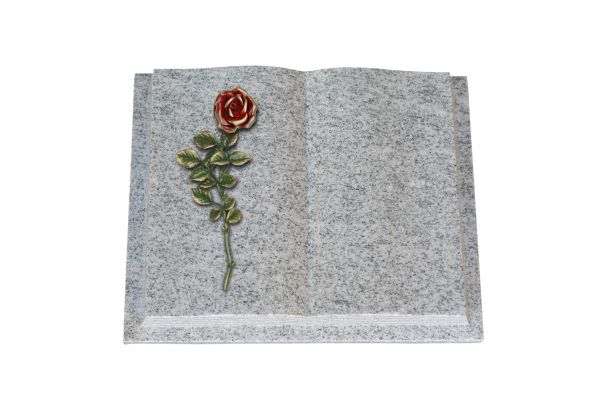 Grabbuch, Viscount White Granit, 40cm x 30cm x 8cm, inkl. roter Rose