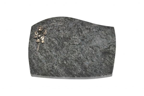 Liegeplatte, Orion Granit mit Fasen 40cm x 30cm x 3cm, inkl. kleiner Bronzerose