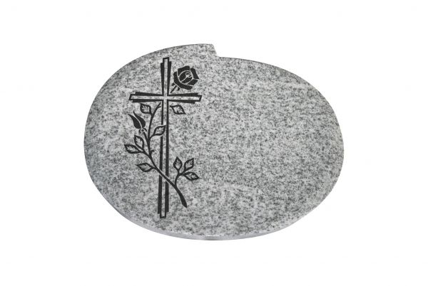 Liegestein Mozart, Viscount Granit, 40cm x 30cm x 8cm, inkl. Kreuz mit Rose