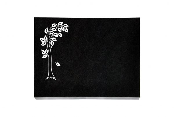Liegeplatte, Black Granit rechteckig 40cm x 30cm x 3cm, inkl. vertieft gestrahlten Baum