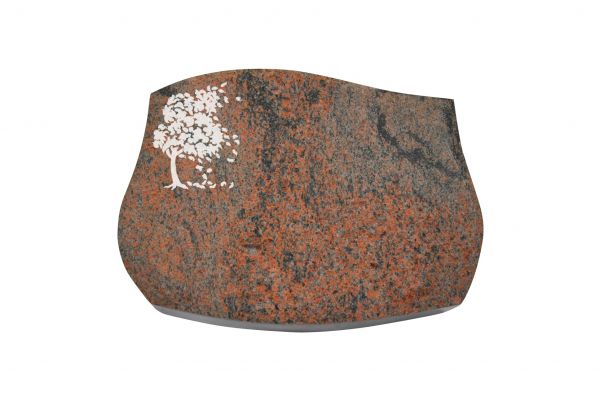 Liegestein Verdi, Multicolor Granit, 50cm x 40cm x 10cm, inkl. Baum