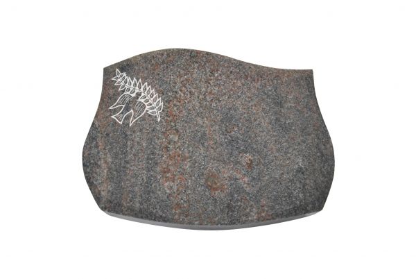 Liegestein Verdi, Himalaya Granit, 50cm x 40cm x 10cm, inkl. Taube