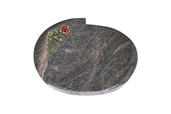 Liegestein Mozart, Himalaya Granit, 50cm x 40cm x 10cm, inkl. roter Rose