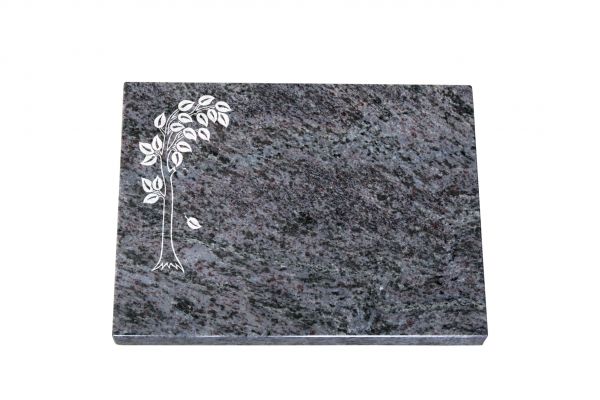 Liegeplatte, Orion Granit rechteckig 40cm x 30cm x 3cm, inkl. schmalem Baum