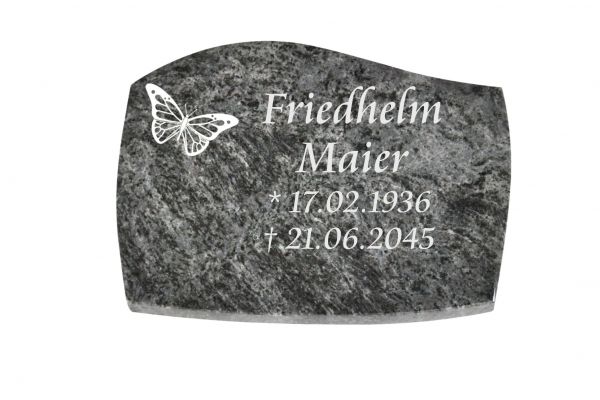 Liegeplatte, Orion Granit mit Fasen 40cm x 30cm x 3cm, inkl. Schmetterling