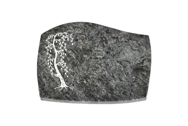 Liegeplatte, Orion Granit mit Fasen 40cm x 30cm x 3cm, inkl. Trauerweide