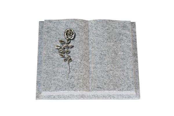 Grabbuch, Viscount White Granit, 45cm x 35cm x 8cm, inkl. Alurose mit Blättern