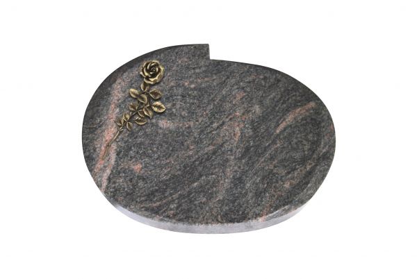 Liegestein Mozart, Himalaya Granit, 50cm x 40cm x 10cm, inkl. Rose aus Bronze