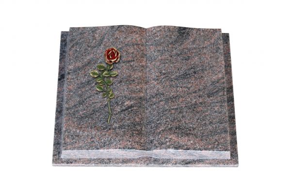 Grabbuch, Himalaya Granit, 50cm x 40cm x 10cm, inkl. roter Rose