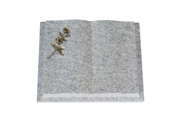 Grabbuch, Viscount White Granit, 40cm x 30cm x 8cm, inkl. Bronze Doppelrose