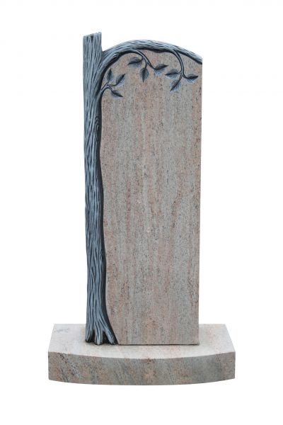 Einzelgrabstein, Raw Silk Granit 100cm x 38cm x 14cm, inkl. Baum