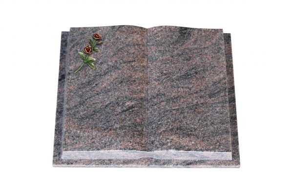 Grabbuch, Himalaya Granit, 50cm x 40cm x 10cm, inkl. farbiger Doppelrose