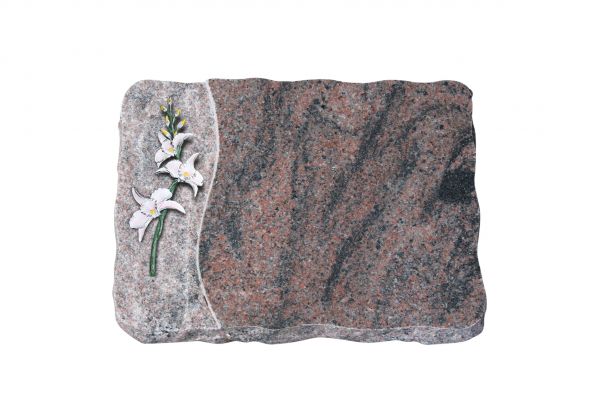 Liegeplatte, Indora Granit 40cm x 30cm x 4cm, inkl. Lilie