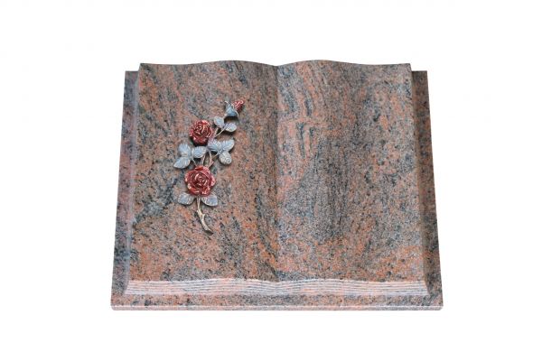 Grabbuch, Multicolor Granit, 45cm x 35cm x 8cm, inkl. farbiger Rose