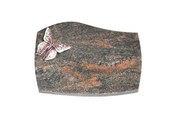 Liegeplatte, Himalaya Granit mit Fasen 30cm x 20cm x 4cm, inkl. farbigem Schmetterling