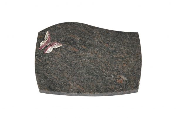 Liegeplatte, Himalaya Granit mit Fasen 40cm x 30cm x 3cm, inkl. Schmetterling