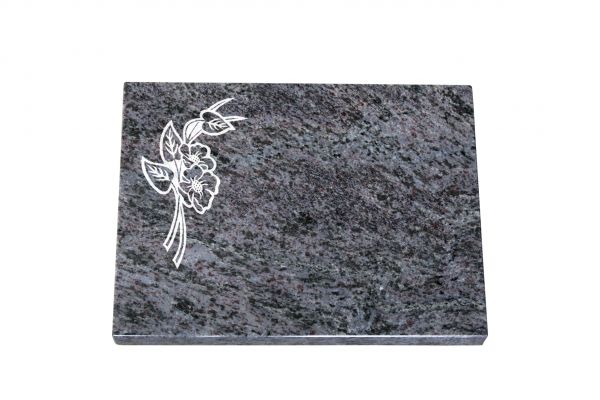 Liegeplatte, Orion Granit rechteckig 40cm x 30cm x 3cm, inkl. Orchidee