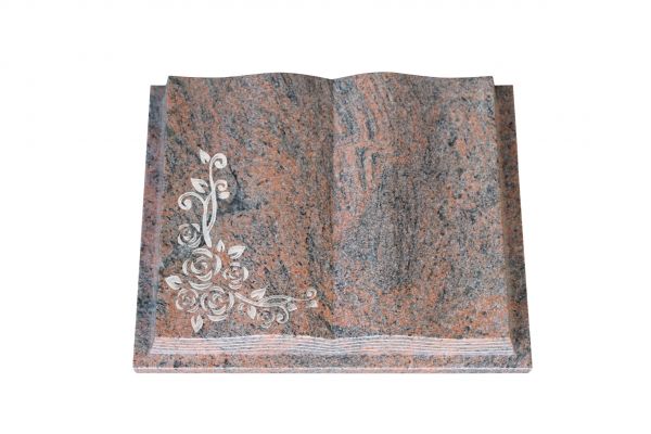 Grabbuch, Multicolor Granit, 45cm x 35cm x 8cm, inkl. Eckrose