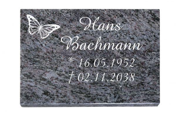 Liegeplatte, Orion Granit rechteckig 40cm x 30cm x 3cm, inkl. Schmetterling