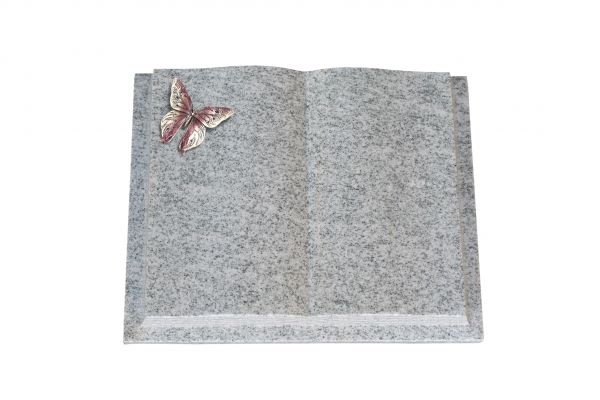 Grabbuch, Viscount White Granit, 40cm x 30cm x 8cm, inkl. Alu Schmetterling