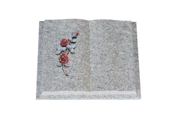 Grabbuch, Viscount White Granit, 45cm x 35cm x 8cm, inkl. farbiger Rose