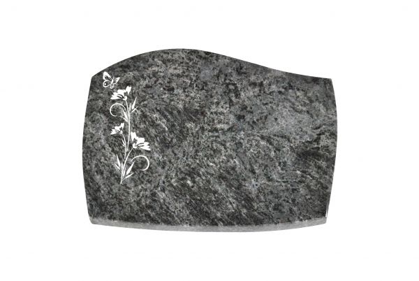 Liegeplatte, Orion Granit mit Fasen 40cm x 30cm x 3cm, inkl. Schmetterling auf Blume